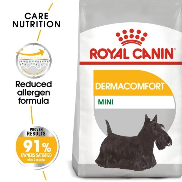 Royal Canin Dog Dermacomfort Mini - Пълноценна суха храна за кучета предразположени към кожни раздразнения и сърбеж